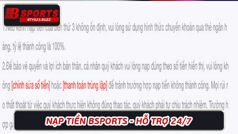 Nạp Tiền Bsports - Hỗ Trợ 247, Giao Dịch Thuận Lợi